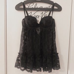 VS Sexy Little Things Black Lace Babydoll, 36B 🌹✨